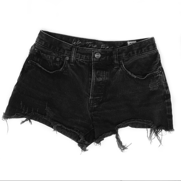 Black Distressed Jean Shorts 
